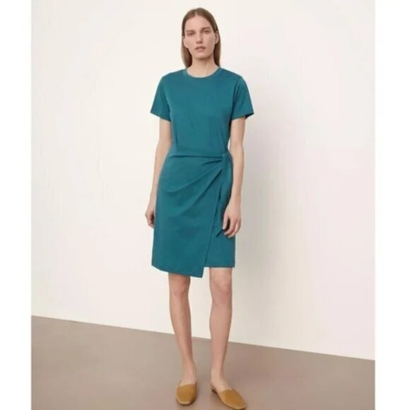 Vince Tie Waist Wrap Dress Size XS Green Minimal Work Office Career Comfy - Picture 1 of 12